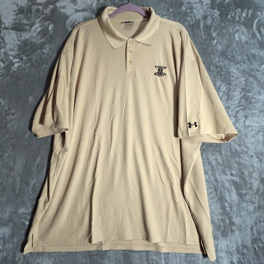 Under Armour Mens 3XL Tan Fayetteville Country Club Performance Golf Polo Shirt